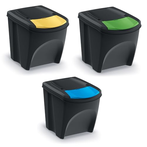 Keden Sortibox Juego de Cubos de Reciclaje Apilables (3, 25L)