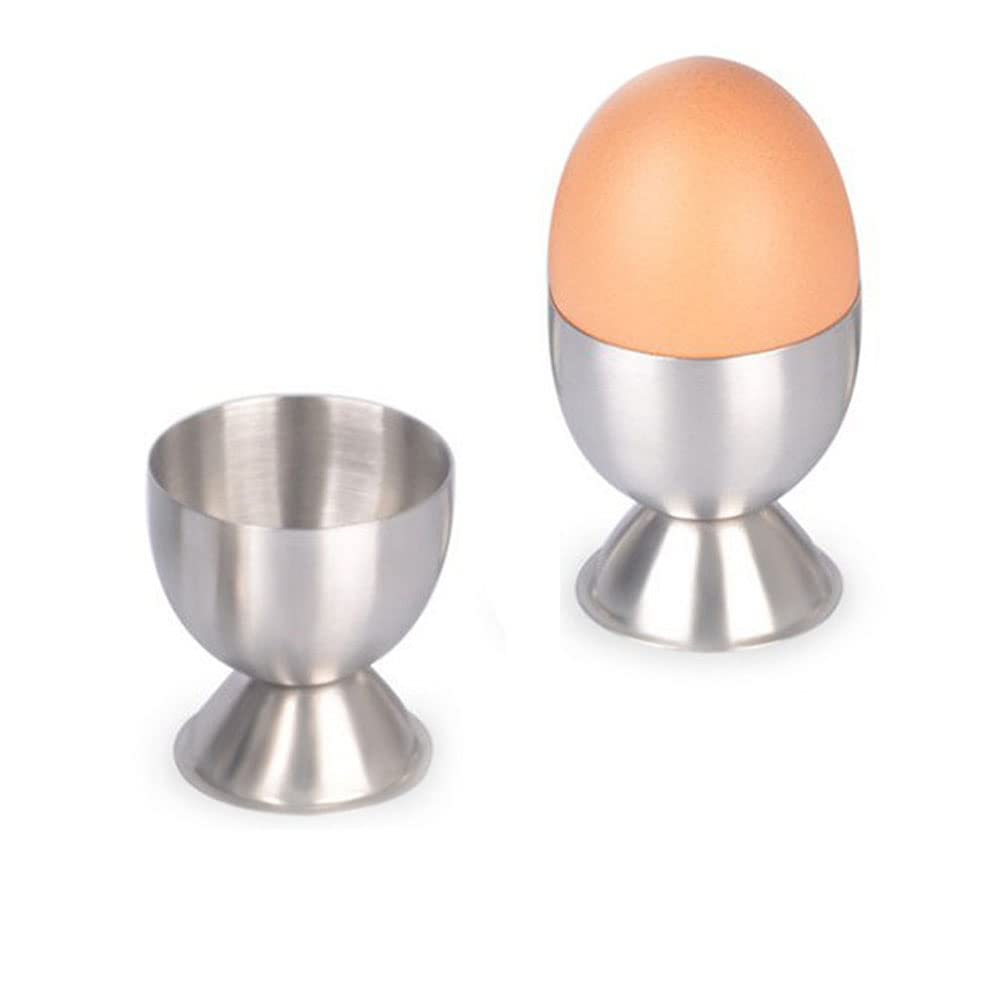 2PCS Stainless Steel Egg Cups Boiled Egg Holder Cup Silver Egg Tray Kitchen Gadgets Tools for Hard Soft Boiled Eggs