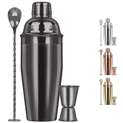 Large 24oz Cocktail Shaker Set, Stainless Steel 18/8 Martini Mixer Shaker with Built-in Strainer...