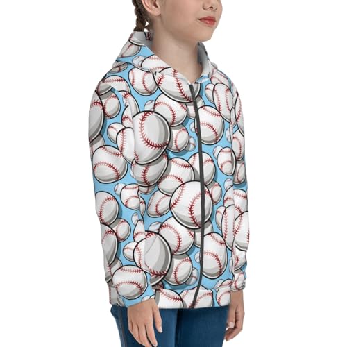 Baseball Ball Kid Hoodies Boys Zip Up Sweatshirts Girls Pullover with Pocket4