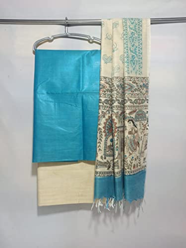 Image of ZERATEX Cotton Silk Hand Crafted Unstitched Suit Set for Women with Dupatta | Cotton Silk Salwar Suit Dress Material for Women & Girls | Top - 2.5 M, Bottom - 2.50 M & Dupatta - 2.5 M