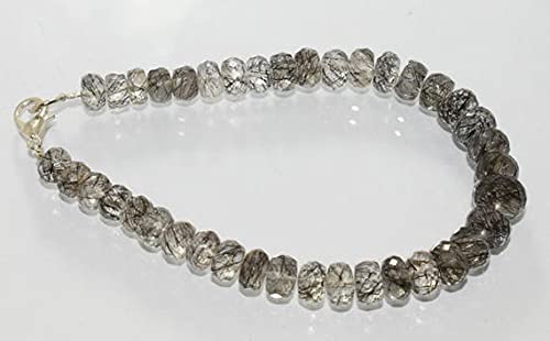 Quartz rutilé noir d'exception bracelet en perles facettées de lithothérapie - 2
