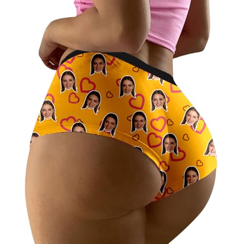 Ropa Interior Femenina de Encaje para San Valentín Bragas Cómodas Sin (Yellow, S) #4670