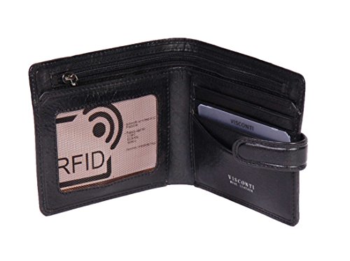 Portefeuille en cuir luxe d'homme noir bifold HLG41 élégant pour cartes