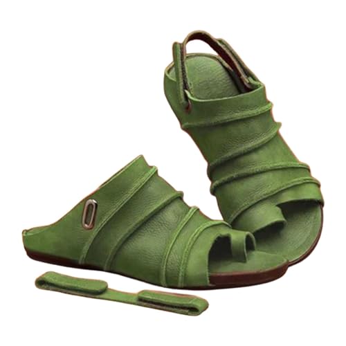 Summer Plus Size Fish Big Toe Bone Orthopedic Bunion Sandals for Women, Fashion Comfort Paste Bring Adjustable Flat Sandals, for Orthopedic Big Toe Bone Correction Beach Travel