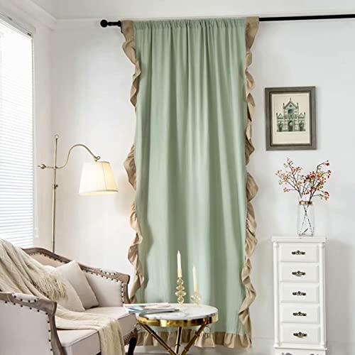 Cortinas con volantes de algodón natural confeccionadas a mano con caída romántica 2