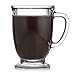 Libbey Kona Glass Coffee Mugs Set of 6, Elegant 16 Ounce Clear Tea Mug, Dishwasher Safe Glass Mugs with Handles for Tea, Coffee,and Espresso