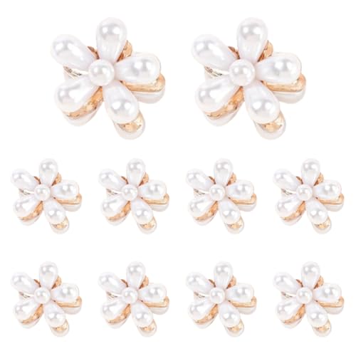 Dieci mini fermagli per capelli con fiori bianchi e perle, piccoli fermagli decorativi per le spose.