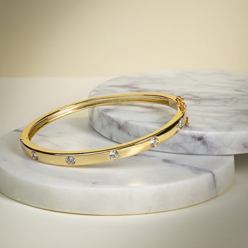 Amazon Essentials 14K Gold-Plated Cubic Zirconia Bangle Bracelet3