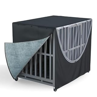 MDHAO Dog Crate Cover 38" - Waterproof Winter Cover with Fleece Lining, 900D Oxford Fabric, Black