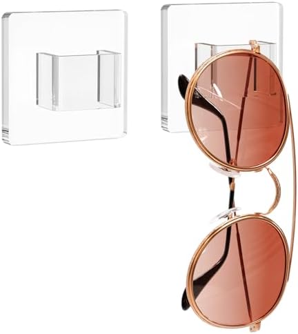 MaxGear Sunglass Organizer Wall Holder, Clear Acrylic Eyeglass Display Rack, Glasses Storage for Office, Living Room, Bedroom, 2 Pack – Ideal for Men, Women & Girls
