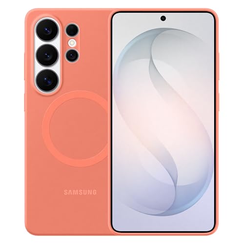 Image of Samsung Galaxy S26 Ultra Silicone Magnet Phone Case, Soft-Touch, Durable Grip, Great Feel, Coral Red