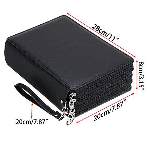 BTSKY PU leer 200 invoegen Super grote capaciteit multi-layer studenten gekleurde potlood wrap opbergkoffer tas zakje… - Afbeelding 3