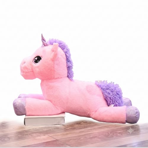 Image of HUG 'n' FEEL SOFT TOYS Giant Pink Unicorn Plush Toy [75cm ] - Large Cuddly Stuffed Animal Horse, Super Soft Huggable Pillow Doll, Magical Birthday Gift for Kids, Toddlers & Girls