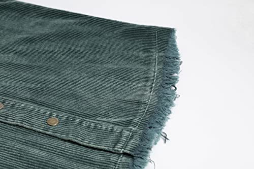 chouyatou Women's Casual Corduroy Open Front Hooded Color Block Shirts Shackets Jacket4