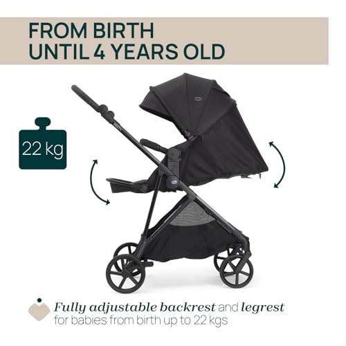 Miniatura 4 de Chicco Cochecito Seety, Cochecito Ligero Y Compacto De 0 Meses A 4 Años, Capacidad Máxima 22 Kg, Cochecito Plegable,Respaldo Reclinable,Cierre Automático Con 1 Movimiento, Capota Parasol Y Cubrelluvia