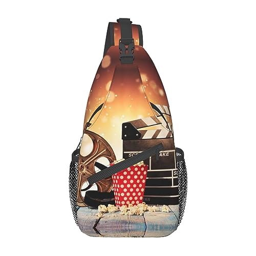 Sac bandoulière imprimé cinéma noir taille unique pour voyage et randonnée