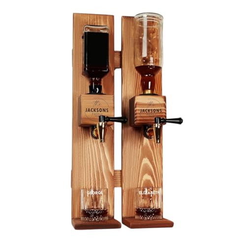 Personalized Whiskey Gift Set Liquor Dispenser, Wall Mounted Whiskey Dispenser, Custom Whiskey Storage with Glasses, Home Bar Decor Ideas