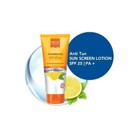 VLCC Sun Defence - Anti Tan Sun Screen Lotion SPF25 | PA+, With Lemon Lightening & Nourishing Lotion - Paraben Free - 150ml
