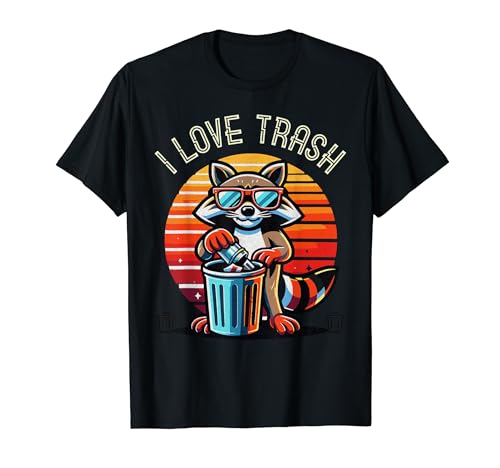 Divertidas gafas de sol retro de mapache I Love Trash Basura Lovers Camiseta