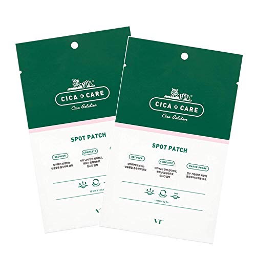 VT Cosmetics CICA CARE SPOT PATCH, Acne patch, Acne treatment patches, Healing Patch, Cover Patch, Blemish Cover, Waterproof, Wear Makeup on it, Treatment Solution Cystic Acne, Pimple Scarsâ€¦ (2Packs)