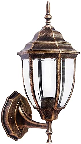 OOMRNV Lámpara De Pared De Vidrio Retro para Exteriores, Resistente Al Agua, Clásica, De Un Solo Cabezal, De Bronce Antiguo, De Latón, para Balcón, Villa, Escaleras,