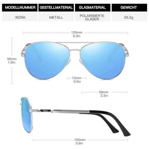 DUCO Cool Aviator okulary przeciwsłoneczne polaryzacyjne, klasyczne, unisex, filtr UV400, kategoria 3