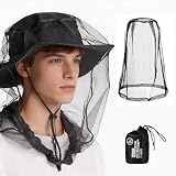 MaNeaz Cappello Zanzariera Zanzariera Testa in Rete per la testa Testa di zanzara premium per insetti per campeggio, escursionismo, pesca, giardinaggio, safari（40 * 46cm）