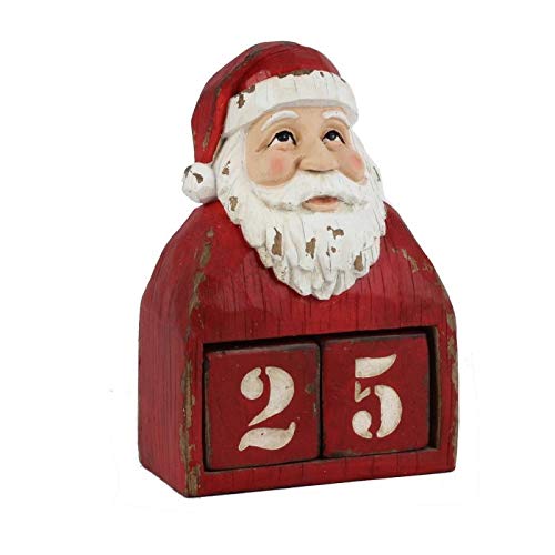 Regency International Wood Carved Santa Christmas Countdown Advent Calendar - Days Until Christmas Countdown