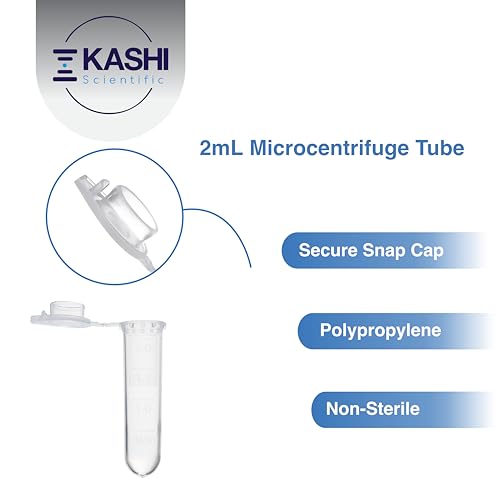 Image of Kashi Scientific 2mL Clear Snap-Cap Microcentrifuge Tube with Graduation, Lab Grade Polypropylene Plastic for Centrifuge [2mL, 500]