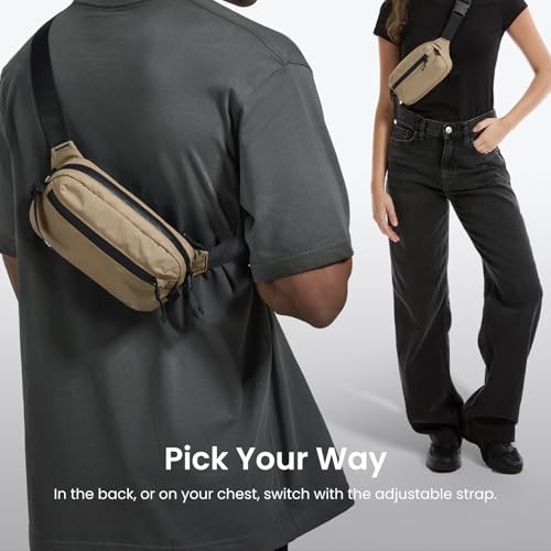 Image of tomtoc 1.5L-3.5L Sling Bag with RFID Blocking, X-Pac /Non X-Pac Minimalist Crossbody Chest Pack for Men and Women, Lightweight Water-Resistant Bag for Travel and Daily Commutes, Khaki, 1.5L, Fasion