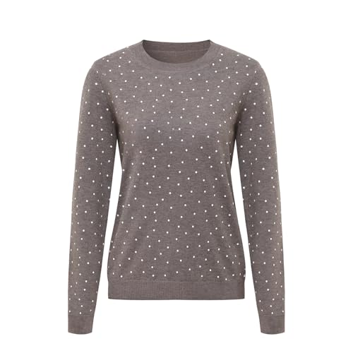 Women's Polka Dots Sweater Crew Neck Long Sleeve Casual Knit Tops