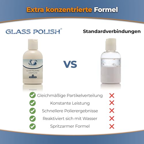 Glass Polish 14004 Glaspoliturpaste zum professionellen Polieren aller Glasoberflächen – 1,2 Mikron – 100 ml
