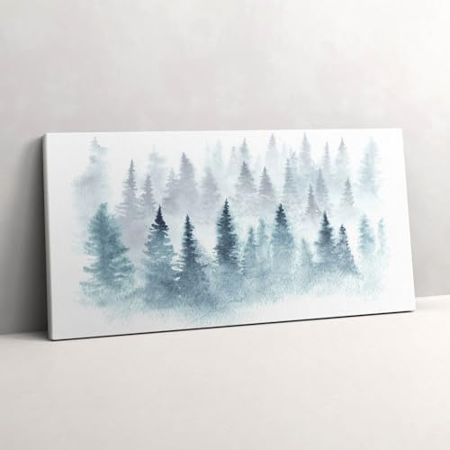Forêt d'hiver image sur toile pour salon moderne 100x50cm Wallfluent décor
