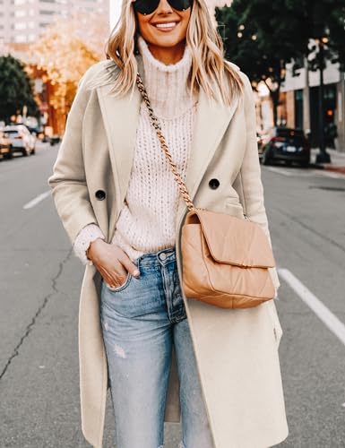 Hooever Women's Winter Wool Coat Casual Notch Lapel Single-Breasted Peacoat - Image 5