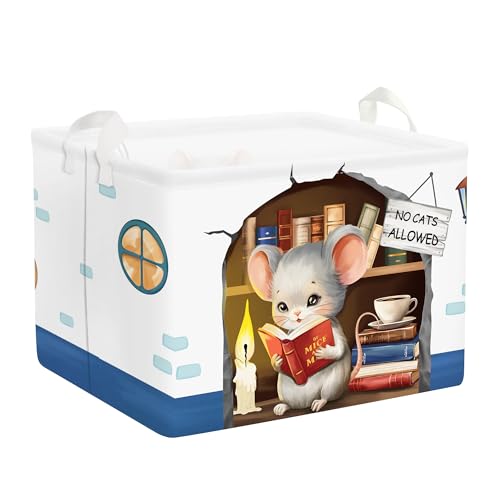 Image of Clastyle Mouse Reading Book Shelf Basket for Classroom Collapsible Toy Gift Kid Storage Basket Baby Clothes Organizer Nursery Bin