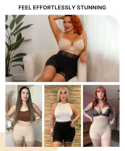 Image of SHAPELLX Butt Lifting Shapewear Tummy Control No Padding Faja Shorts | Mid Waisted Shaper, Natural Butt Lift Without Pads, 4-Bone Anti-Roll, Silicone Leg Grips, Tummy & Hip Control