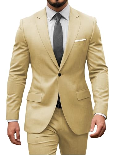 Mens 2 Piece Slim Fit Suits for Men Wedding Prom Formal Suit Classic One Button Blazer Pants Set ALV21