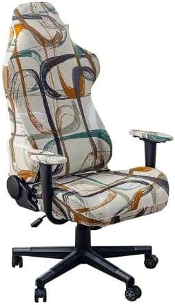 Funda para silla de juegos, patrón geométrico, tela elástica elástica, lavable a máquina, tela elástica antiarañazos, escritorio de oficina, ajuste