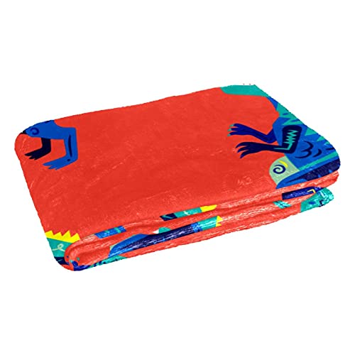 Couverture chaude lit canapé camping plage imprimé dinosaure rouge