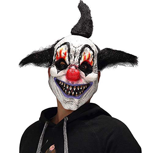 Halloween Clown Mask Scary Joker Clown Masks Horror Demon Latex Masks Creepy Halloween Costume Props Full Face Mask for Adults Carnival Cosplay Party Costume Props Fancy Dress Up Accessories - Image 2
