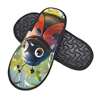 Cotton Slippers Cartoon Ladybug Soft Shoes Reusable Slippers For Big Kid Christmas Adult L