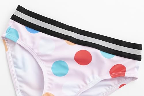 Image of LIZENS Girls Two Piece Polka Dots Swimwear 2-12Years Bikini Set One Shoulder Beach Bathing Suit for Kids Swimsuit