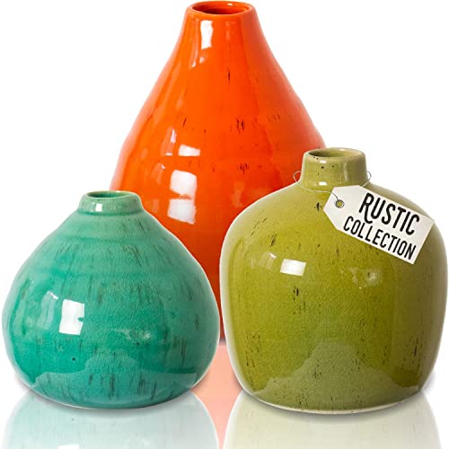 Rustic Home Decor Vases For Flowers - Modern Farmhouse Decor Ceramic Vase, Fall Table Décor, Boho Vase - Decorative Vase For Farmhouse Decor Living Room, Fireplace Decor Farmhouse Vases #TOP6