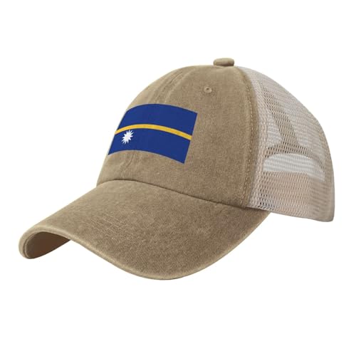 Casquette de Baseball Résille Réglable Drapeau De Nauru Anti-Soleil Baseball Cap Culture Nationale Casquette Snapback Sunhat Chapeau pour Golf Voyages Sport Chapeau