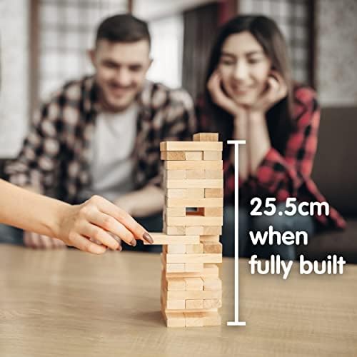 Bascuda® Classic Wooden Blocks Tumbling Tower Game | Great Entertainment Game for Family, Adults, Kids, Boys & Girls | Wooden 54 Pieces Family Game Suitable for 3+ Years