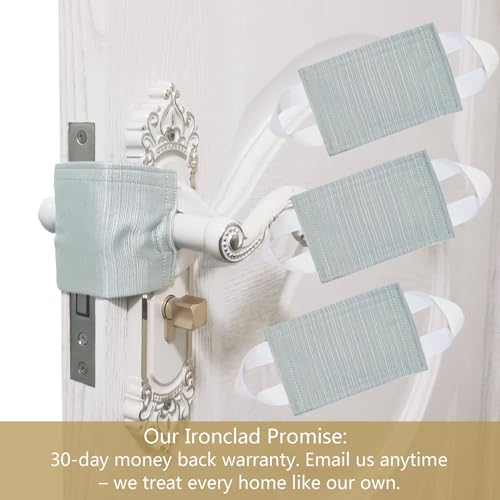 Image of Baby Proof Door Silencer & Cloth Latch Cover, Quiet Close Anti-Slam Pads to Prevent Slamming and Accidental Locking, for Nursery and Toddler Safety (3, Natural Teal, 4.1 * 3.1 inches)