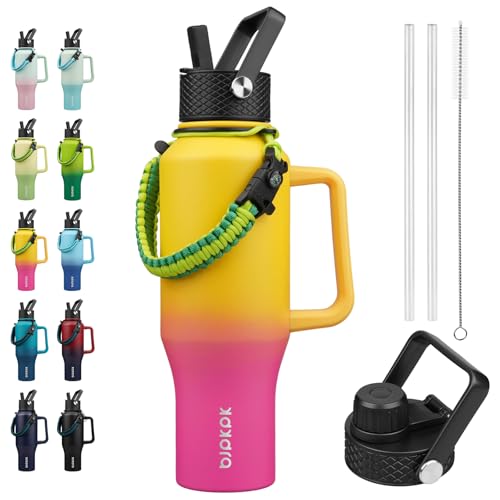 Image of BJPKPK 35oz Insulated Water Bottle with Handle & Straw Lid, Stainless Steel