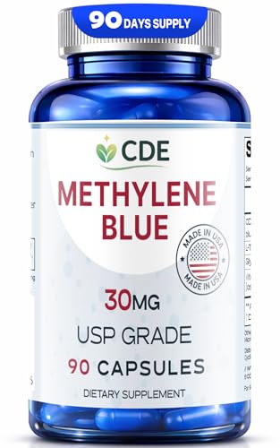 CDE Methylene Blue Capsules 30mg - Made in USA 90 Days Supply - Pharmaceutical CDEMBC USP Grade Third Party Lab Tested Formaldehyde-Free Non-GMO - Cellular & Cognitive Support