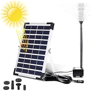 Solar Fountain Water Pump, 380L/H Floating Fountain Solar Pond Pump with 5W Solar Panel, 4 Nozzles, Water Pump for BirdBath, Water Cycling, Fish Pond, Garden Decoration, Multicolor